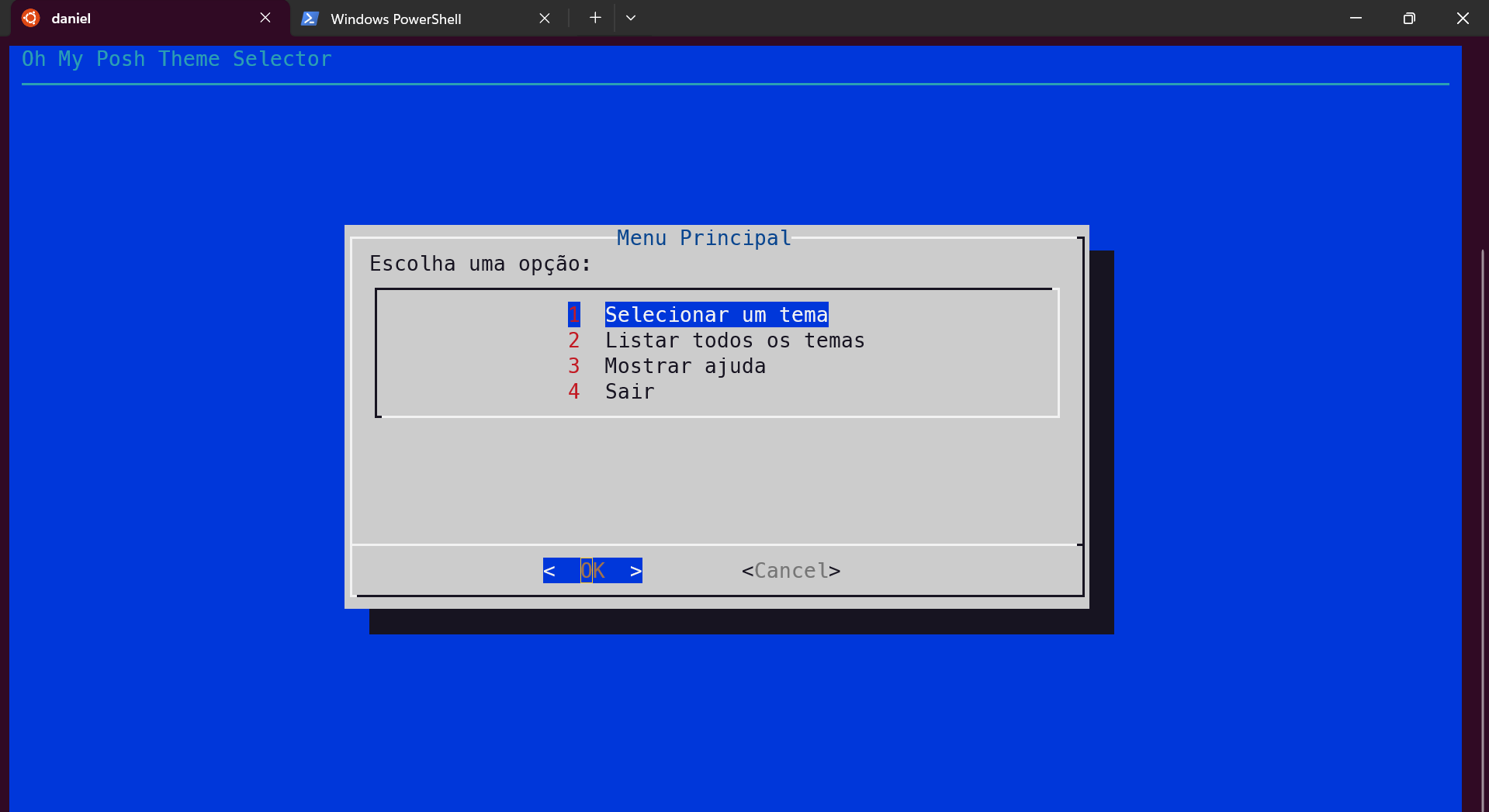 Dialog Menu Principal